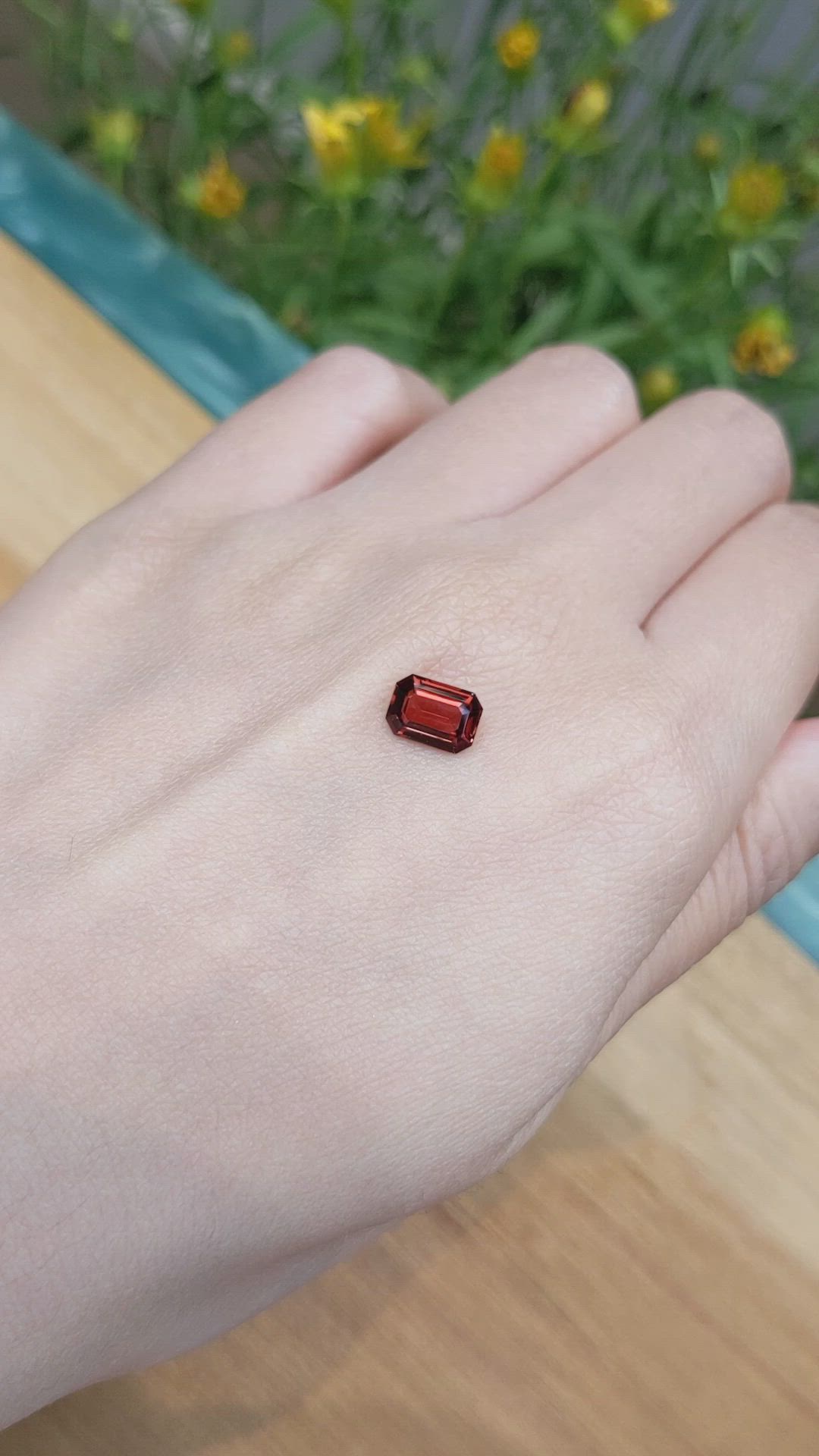 1.53 Ct. Orangish Red Garnet from Ceylon (Sri Lanka) Size Video