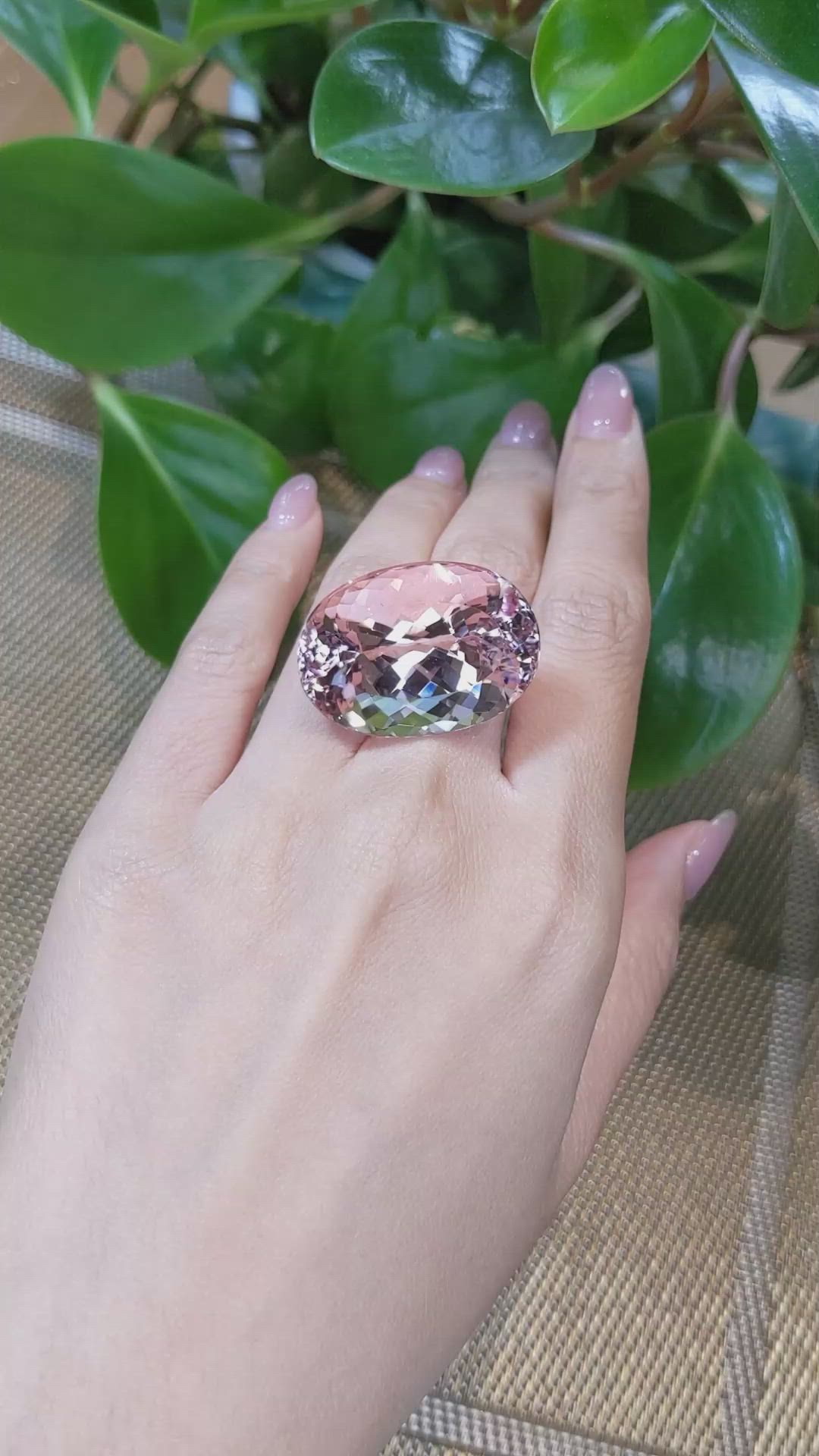 68.55 Ct. Morganite from Brazil Size Video