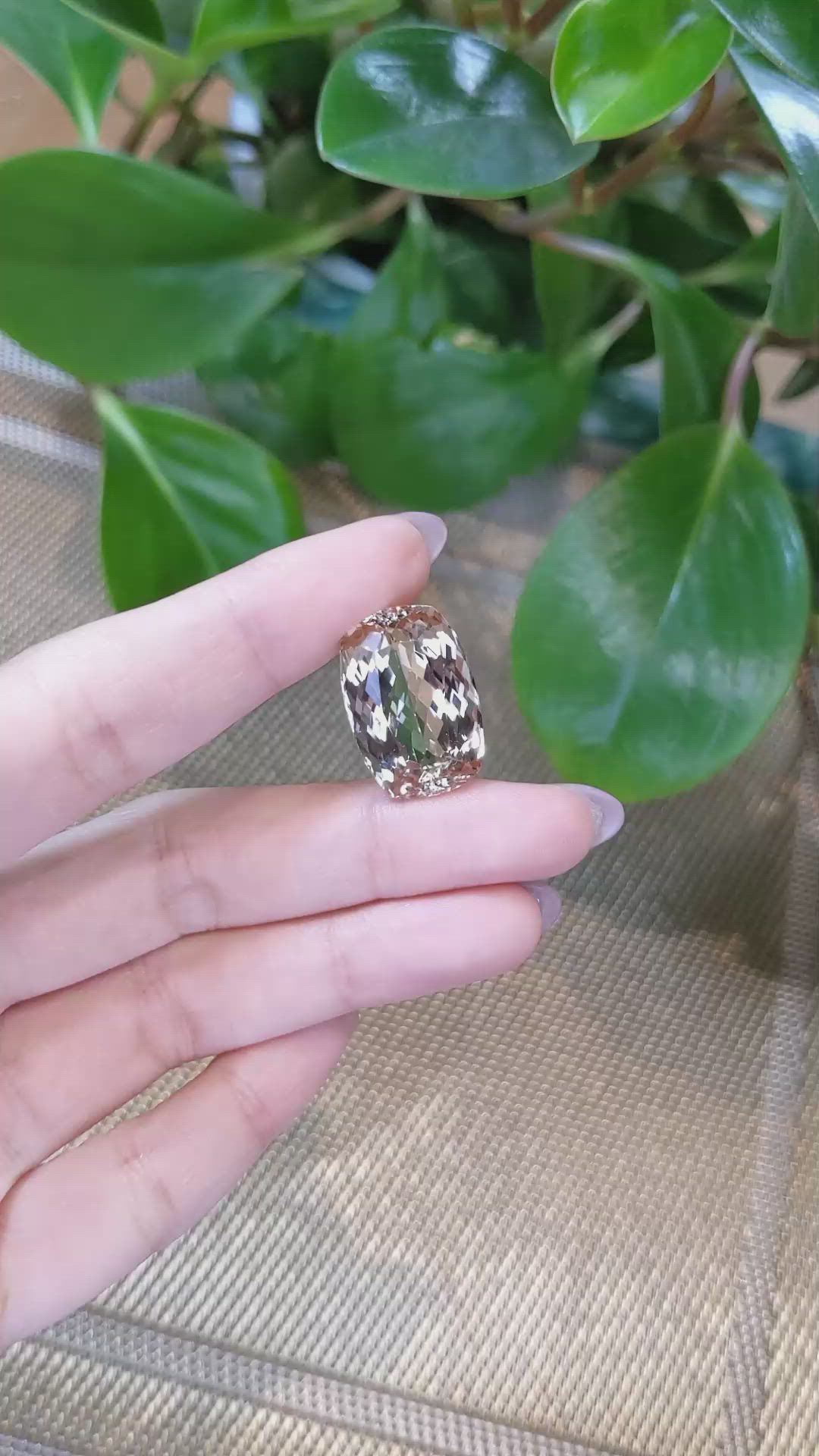 34.61 Ct. Morganite from Brazil Size Video