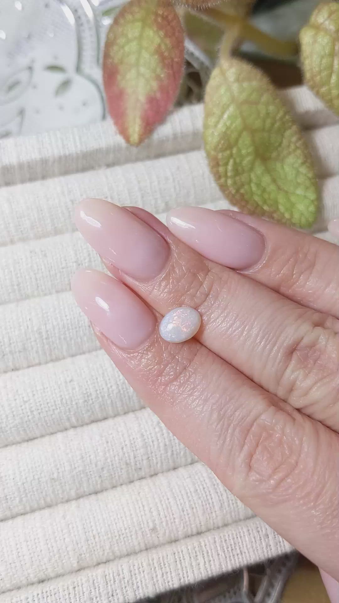 0.78 Ct. Cabochon White Opal from Ethiopia Size Video