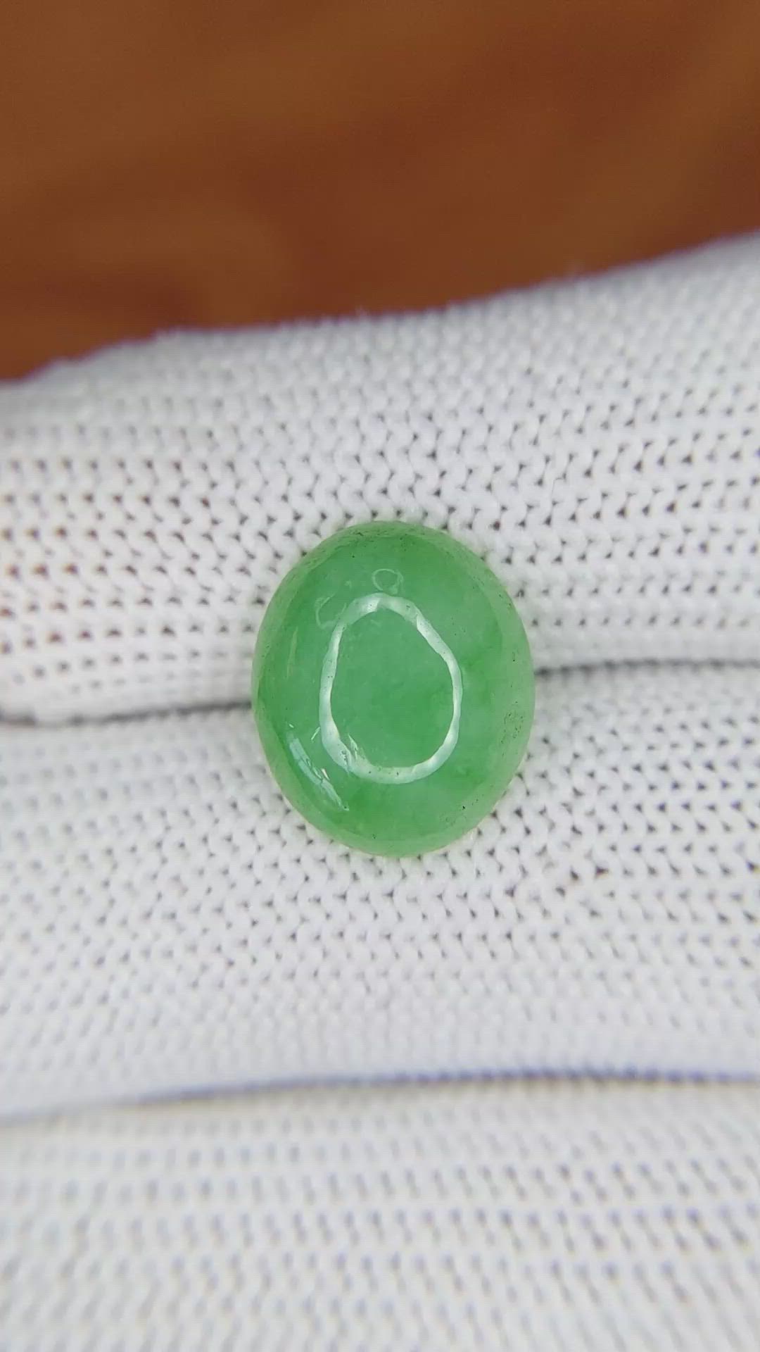 5.60 Ct. Green Cabochon Jade from Burma (Myanmar) Size Video