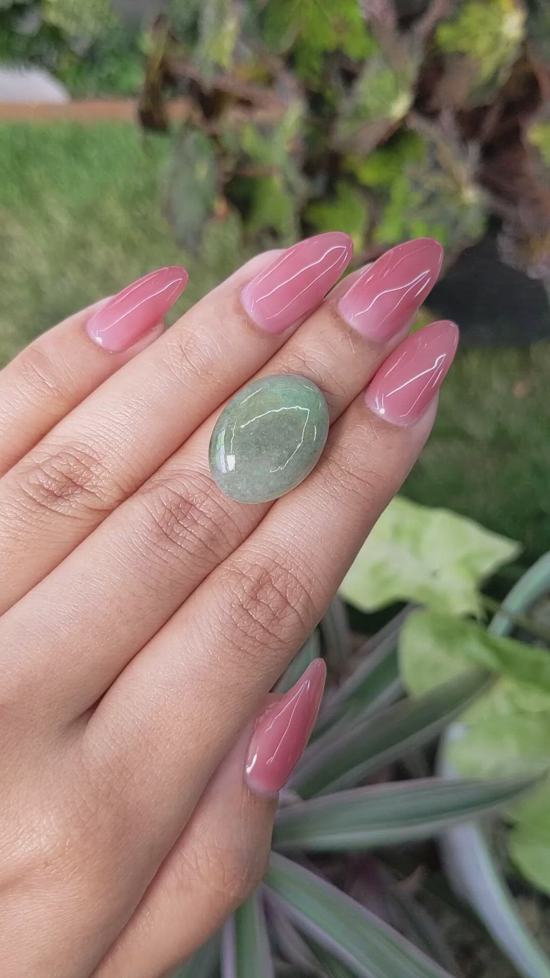 12.94 Ct. Cabochon White Opal from Burma (Myanmar) Size Video