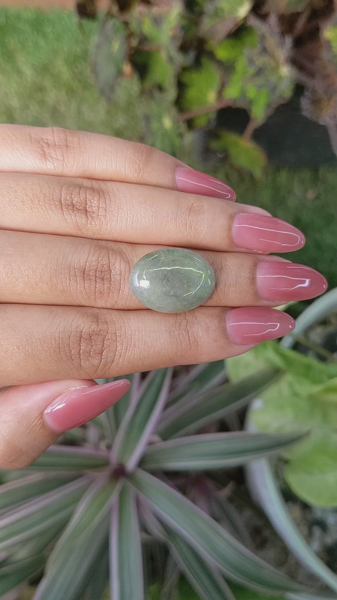 12.94 Ct. Cabochon White Opal from Burma (Myanmar) Size Video