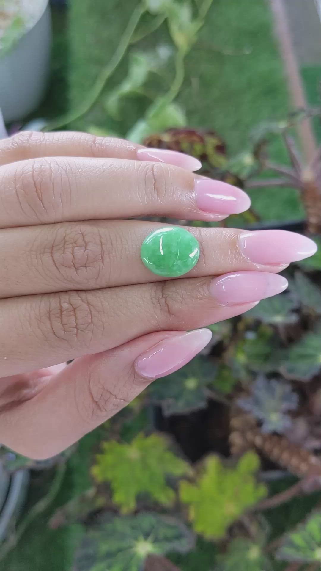 5.47 Ct. Green Cabochon Jade from Burma (Myanmar) Size Video