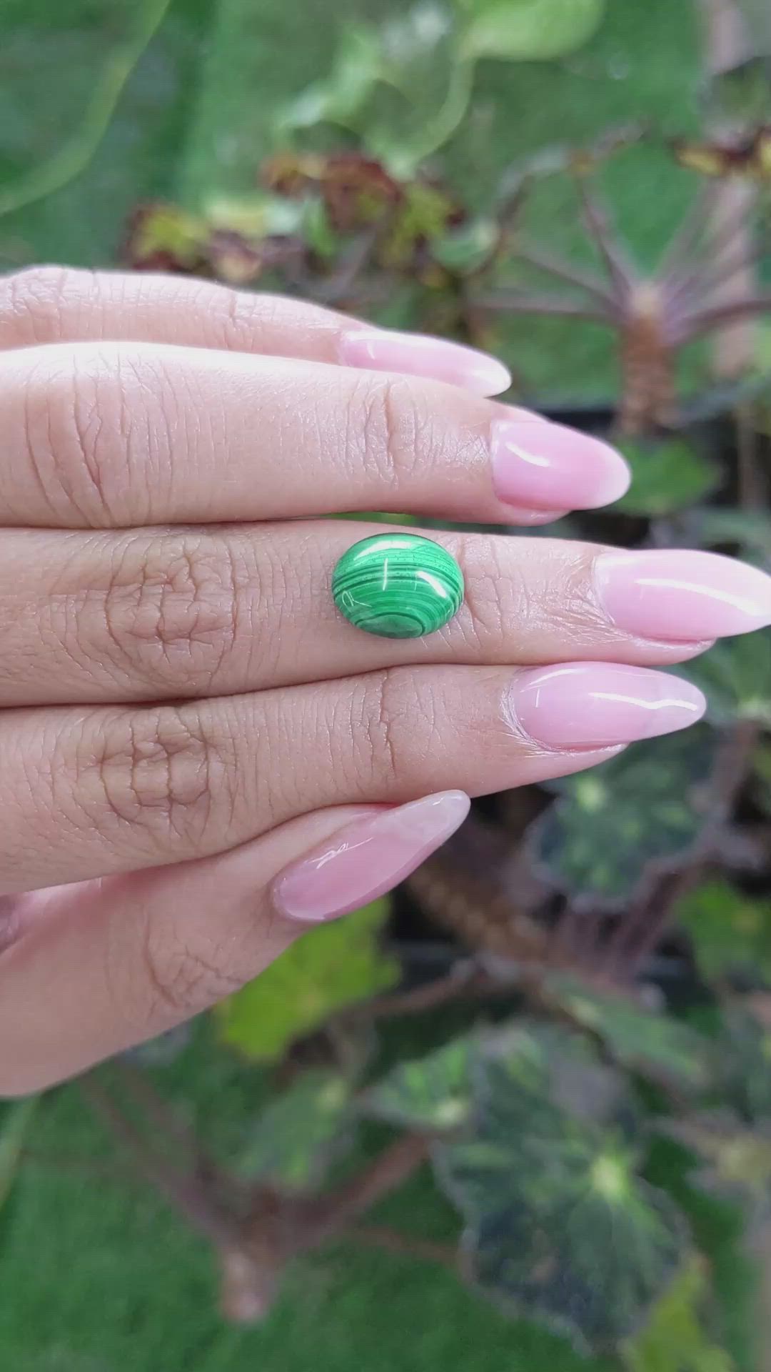 4.93 Ct. Cabochon Malachite from Russia Size Video