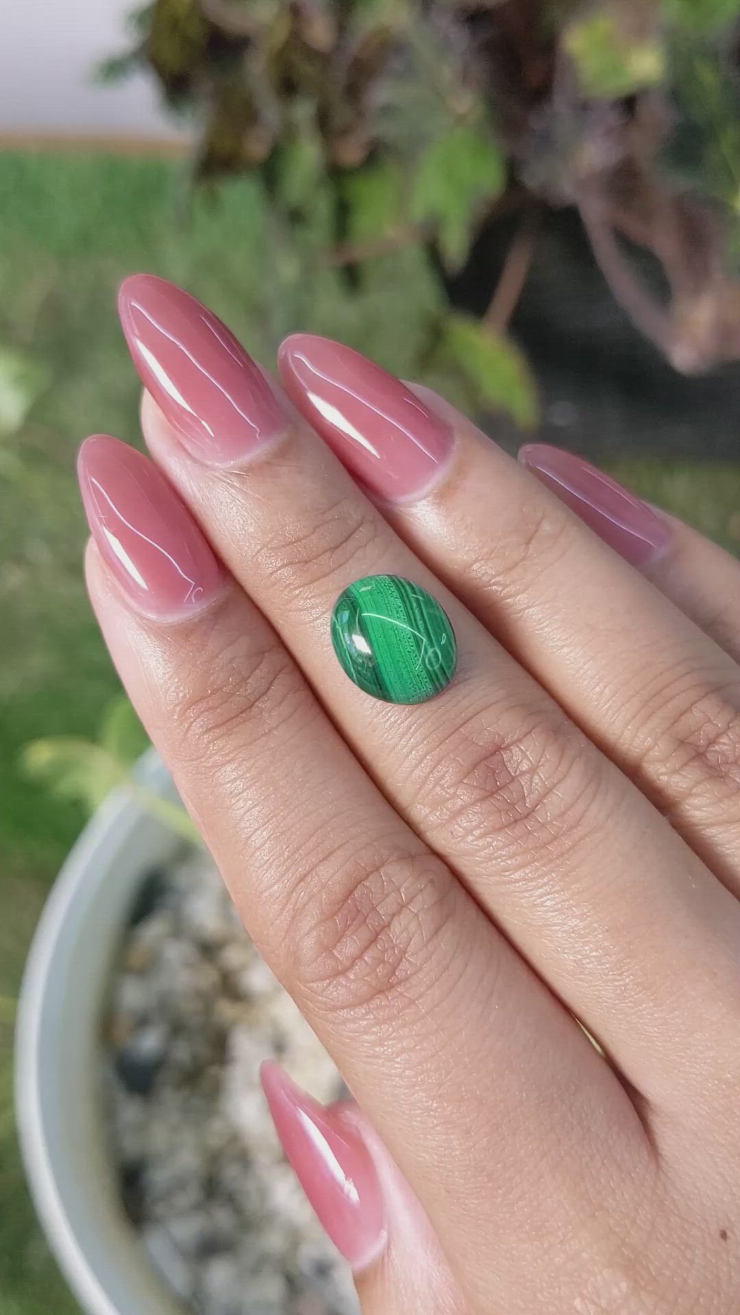 4.47 Ct. Cabochon Malachite from Russia Size Video