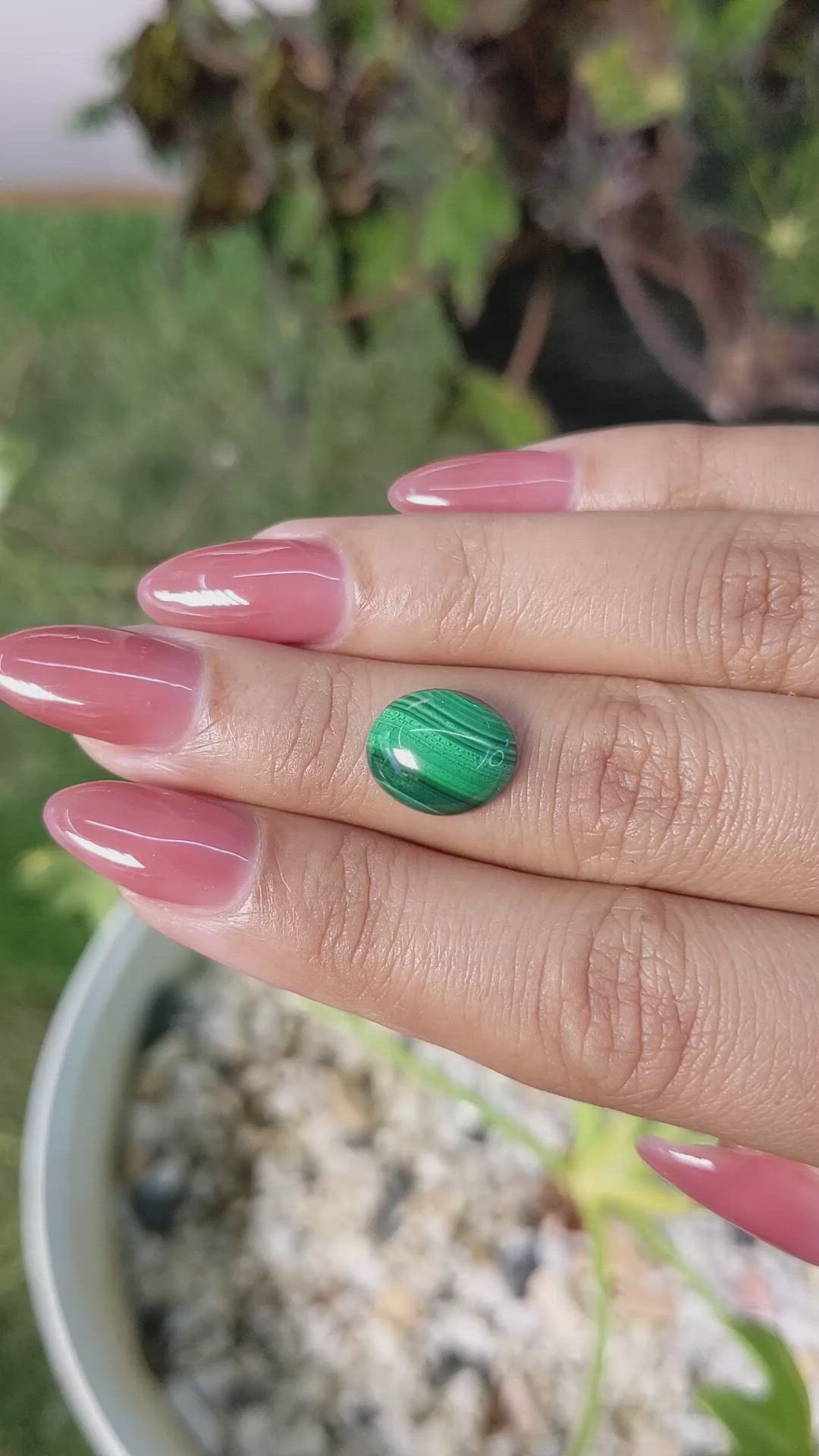 4.47 Ct. Cabochon Malachite from Russia Size Video