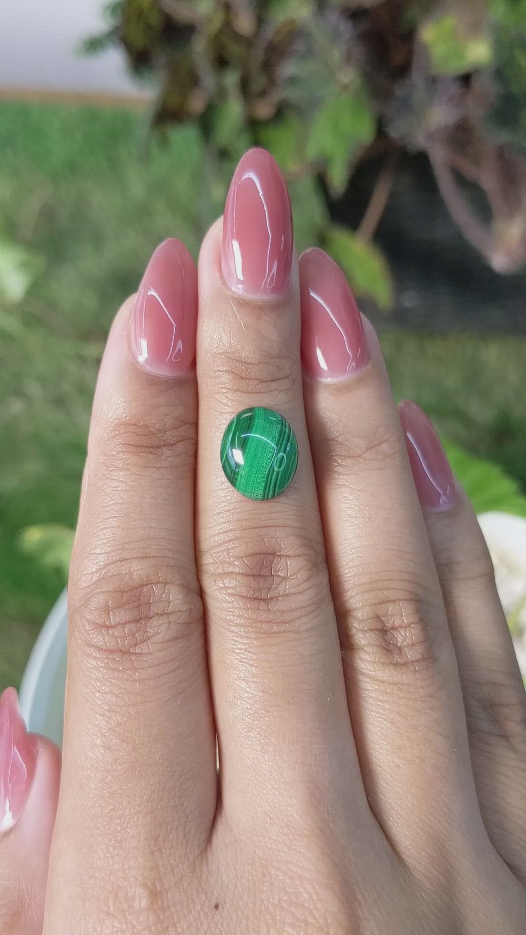 4.47 Ct. Cabochon Malachite from Russia Size Video