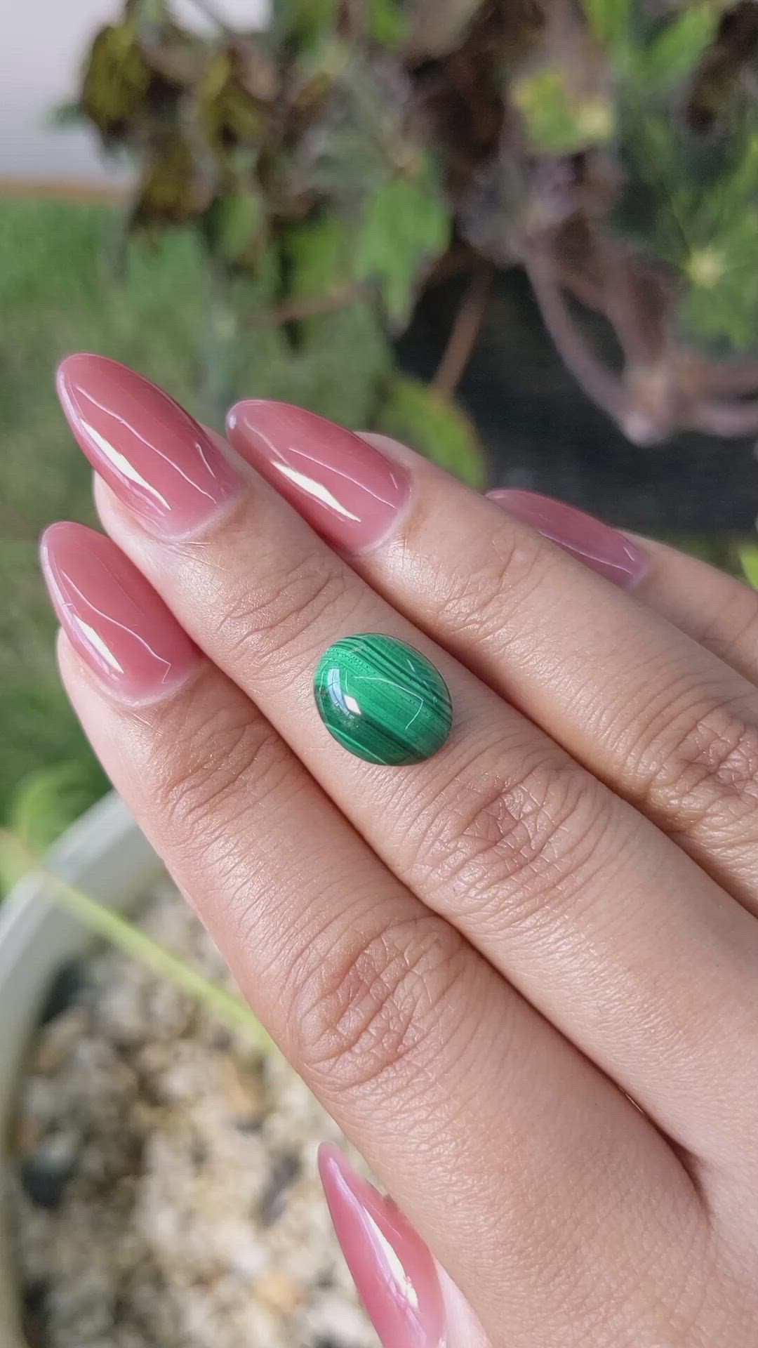 5.00 Ct. Cabochon Malachite from Russia Size Video