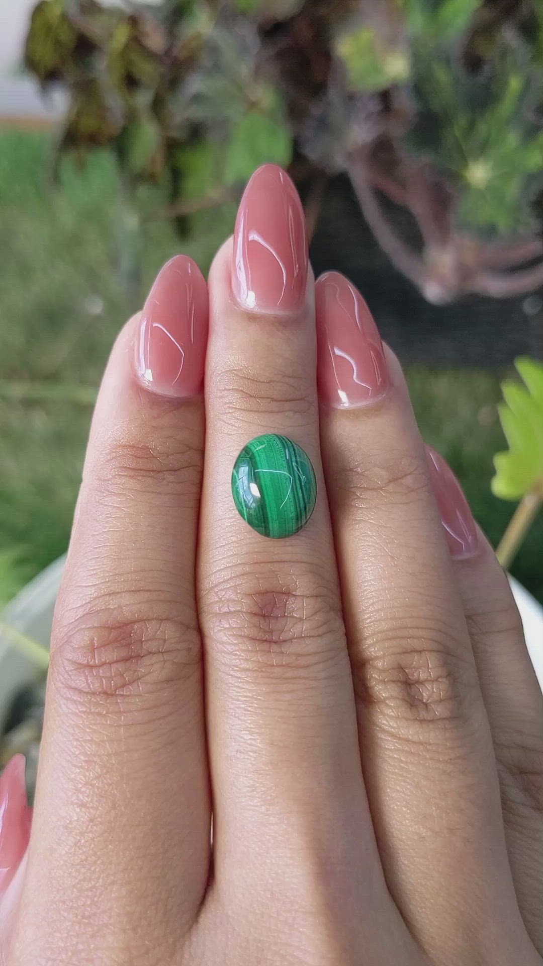 5.00 Ct. Cabochon Malachite from Russia Size Video