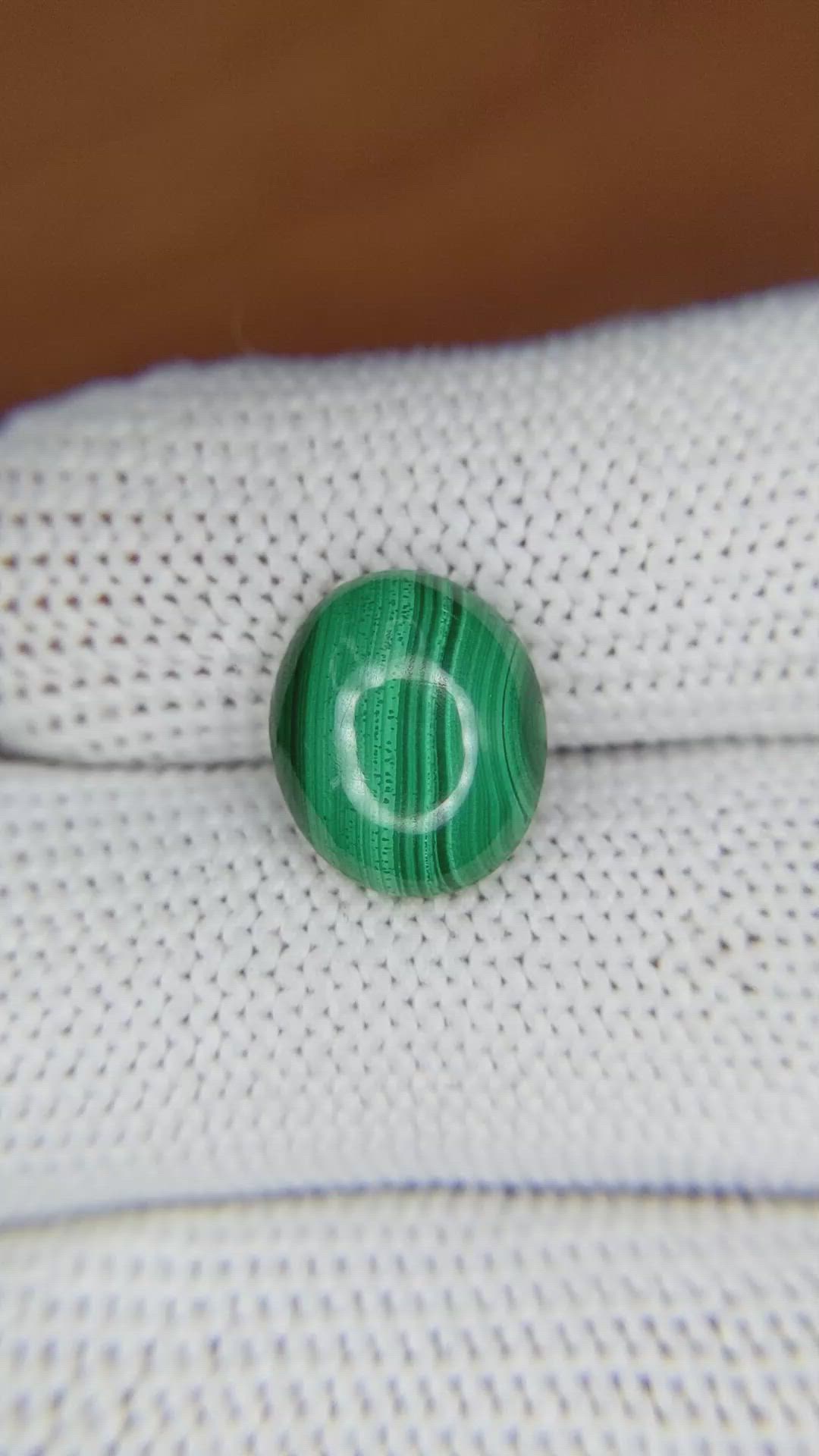 5.04 Ct. Cabochon Malachite from Russia Size Video