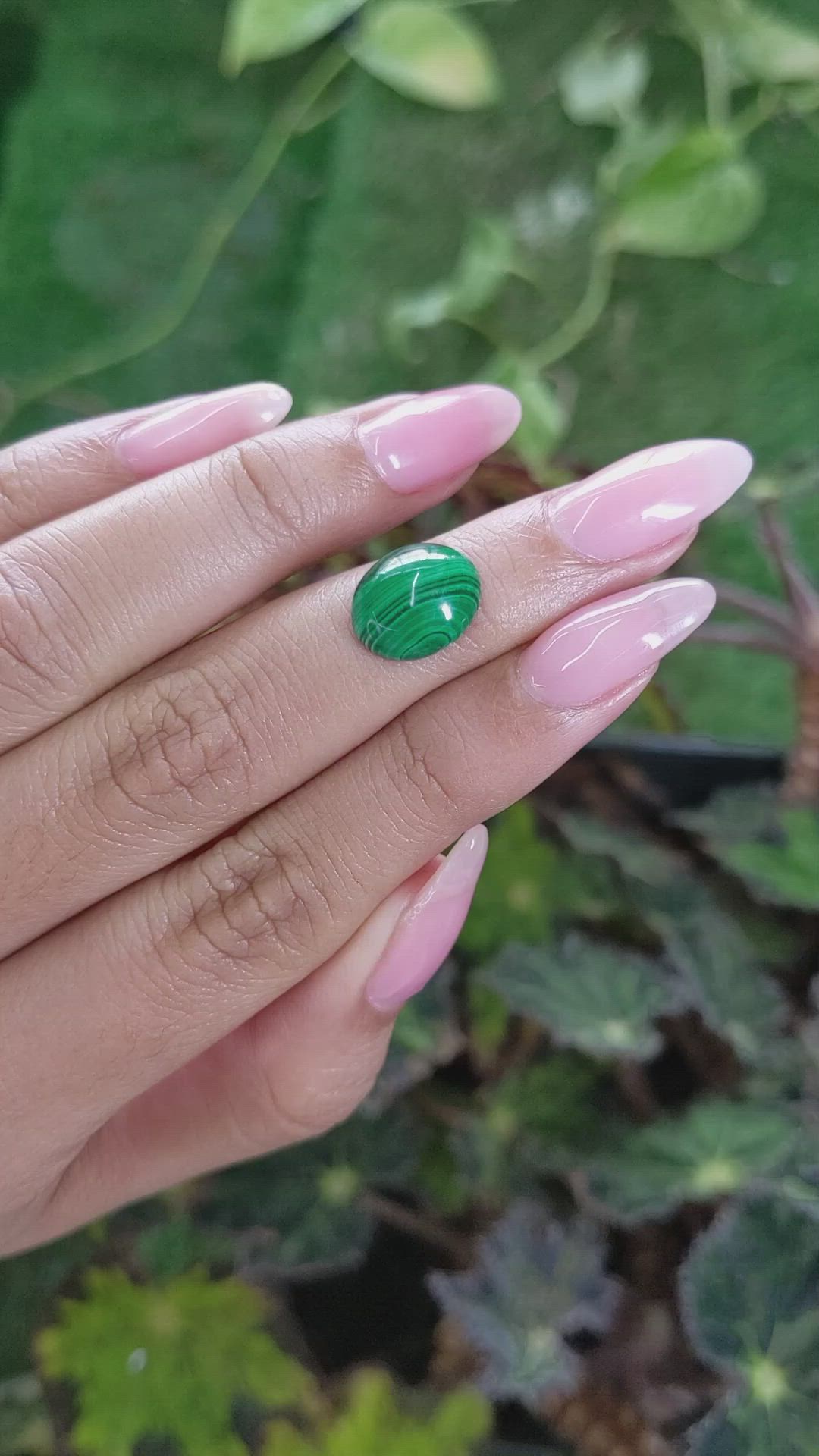 5.14 Ct. Cabochon Malachite from Russia Size Video