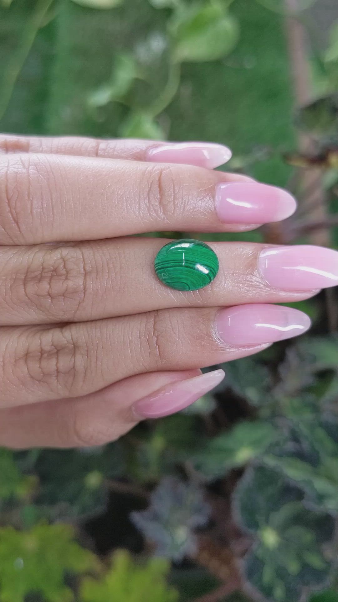 5.14 Ct. Cabochon Malachite from Russia Size Video