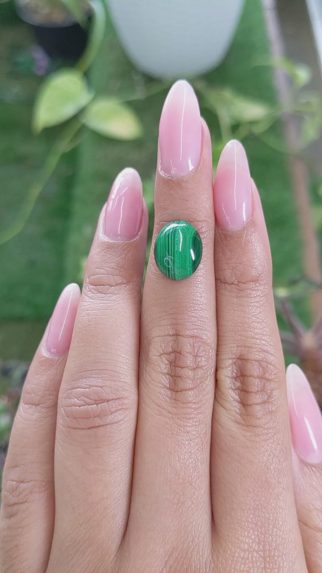 4.93 Ct. Cabochon Malachite from Russia Size Video