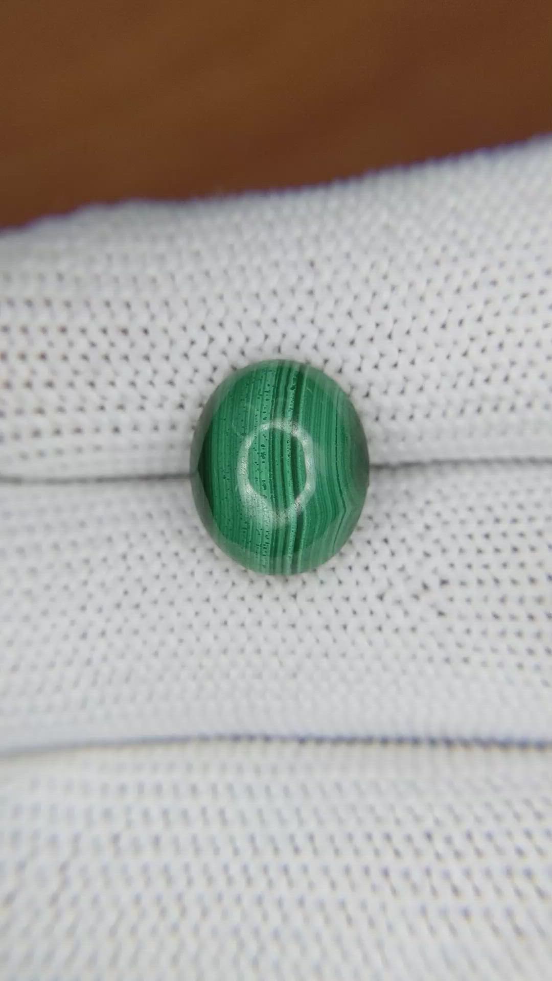 4.93 Ct. Cabochon Malachite from Russia Size Video