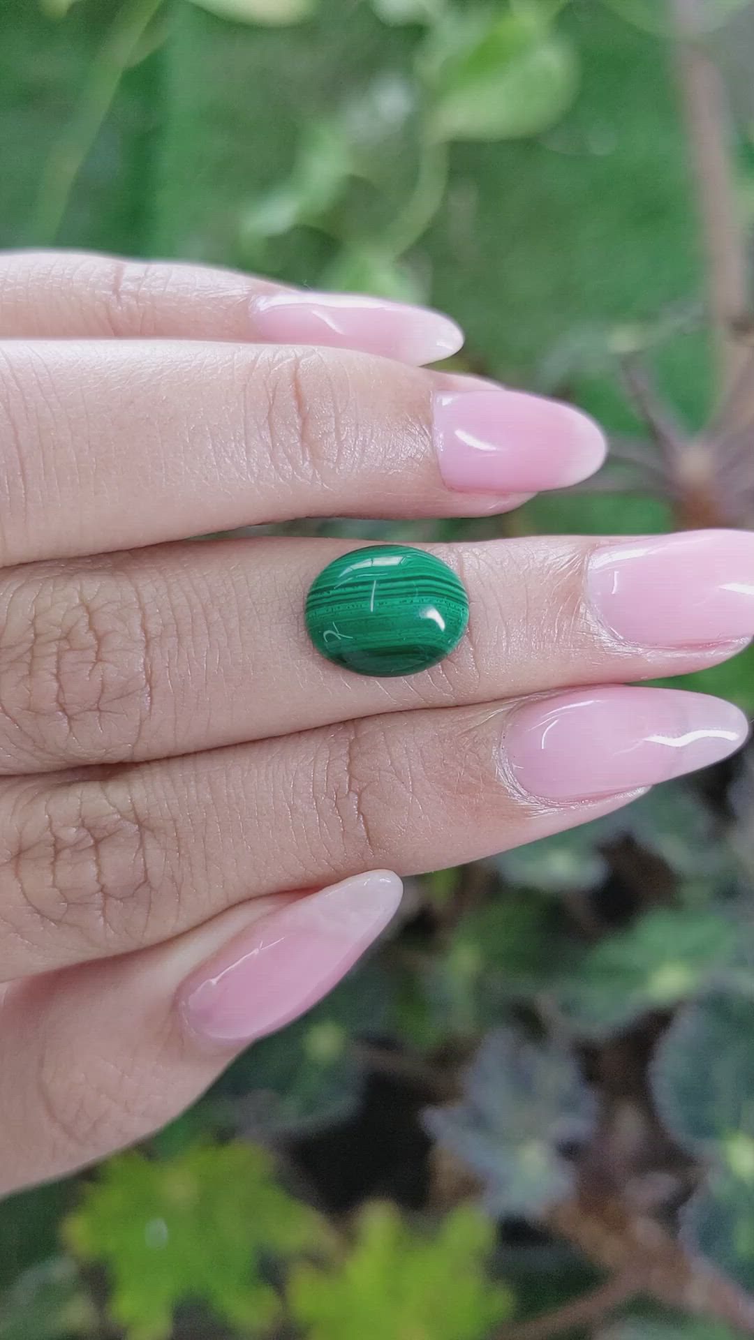 4.93 Ct. Cabochon Malachite from Russia Size Video