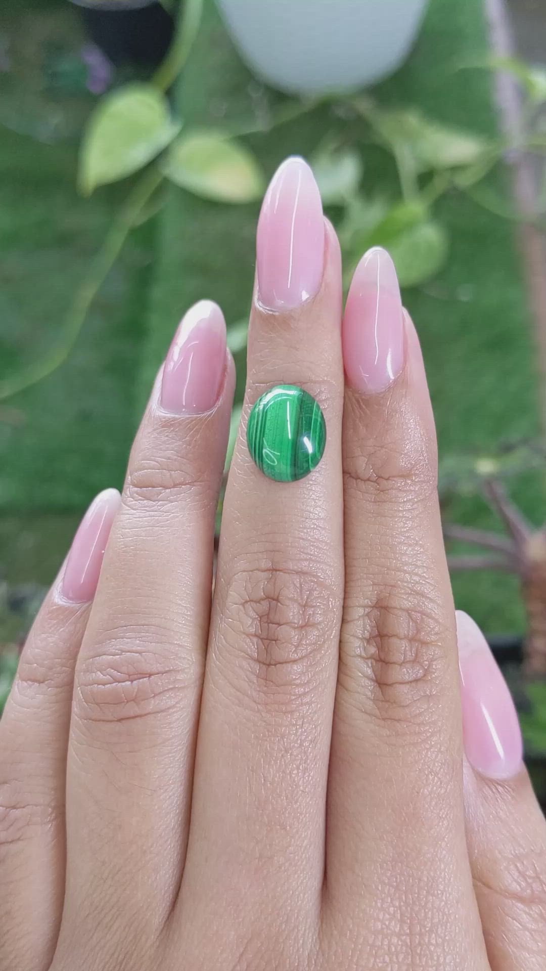 4.62 Ct. Cabochon Malachite from Russia Size Video