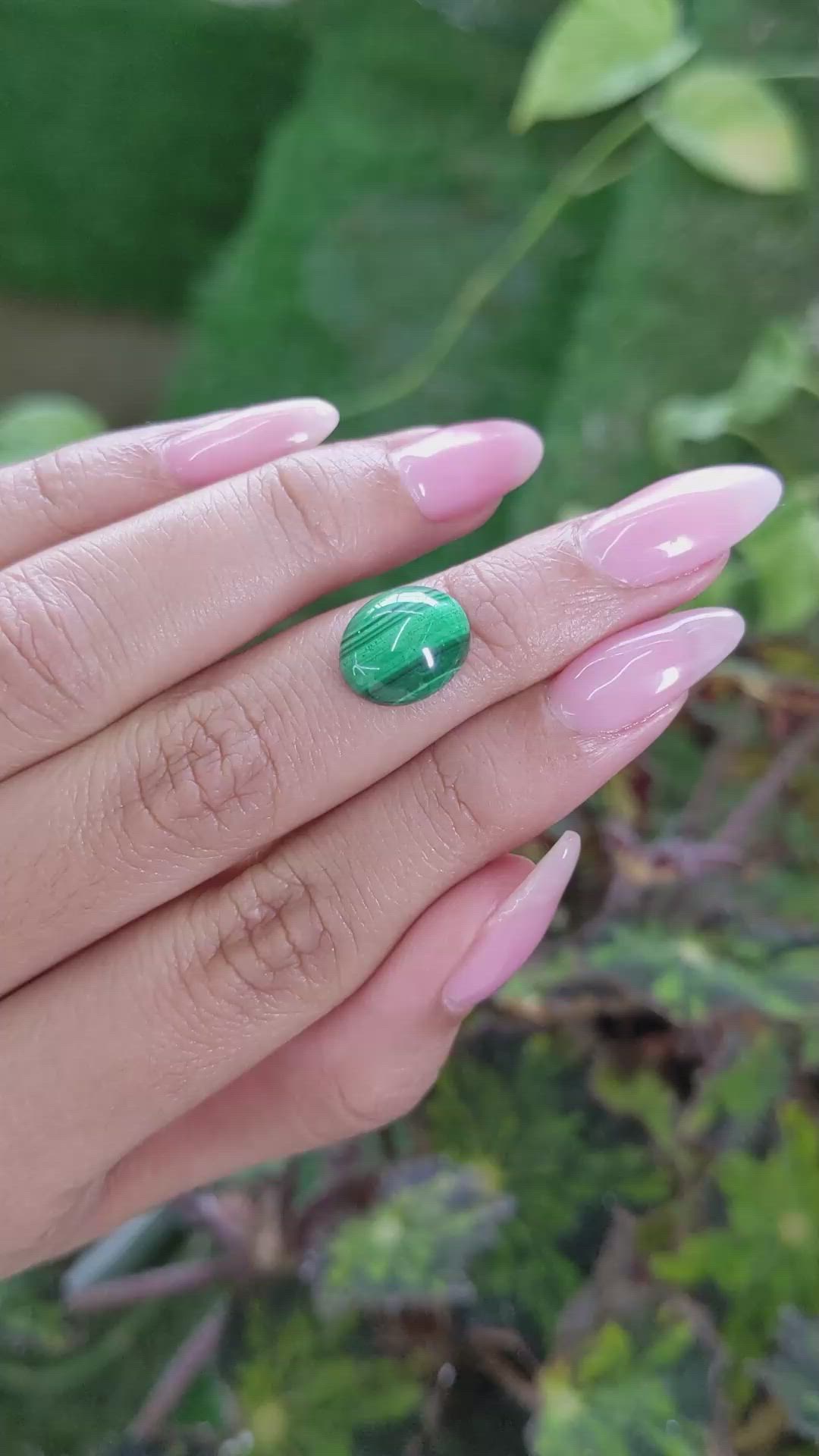 5.31 Ct. Cabochon Malachite from Russia Size Video