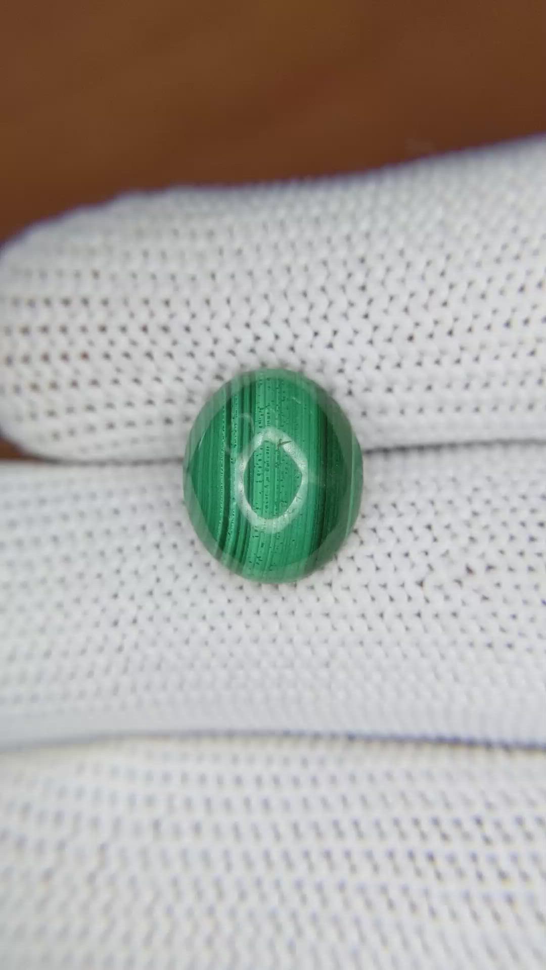 5.31 Ct. Cabochon Malachite from Russia Size Video