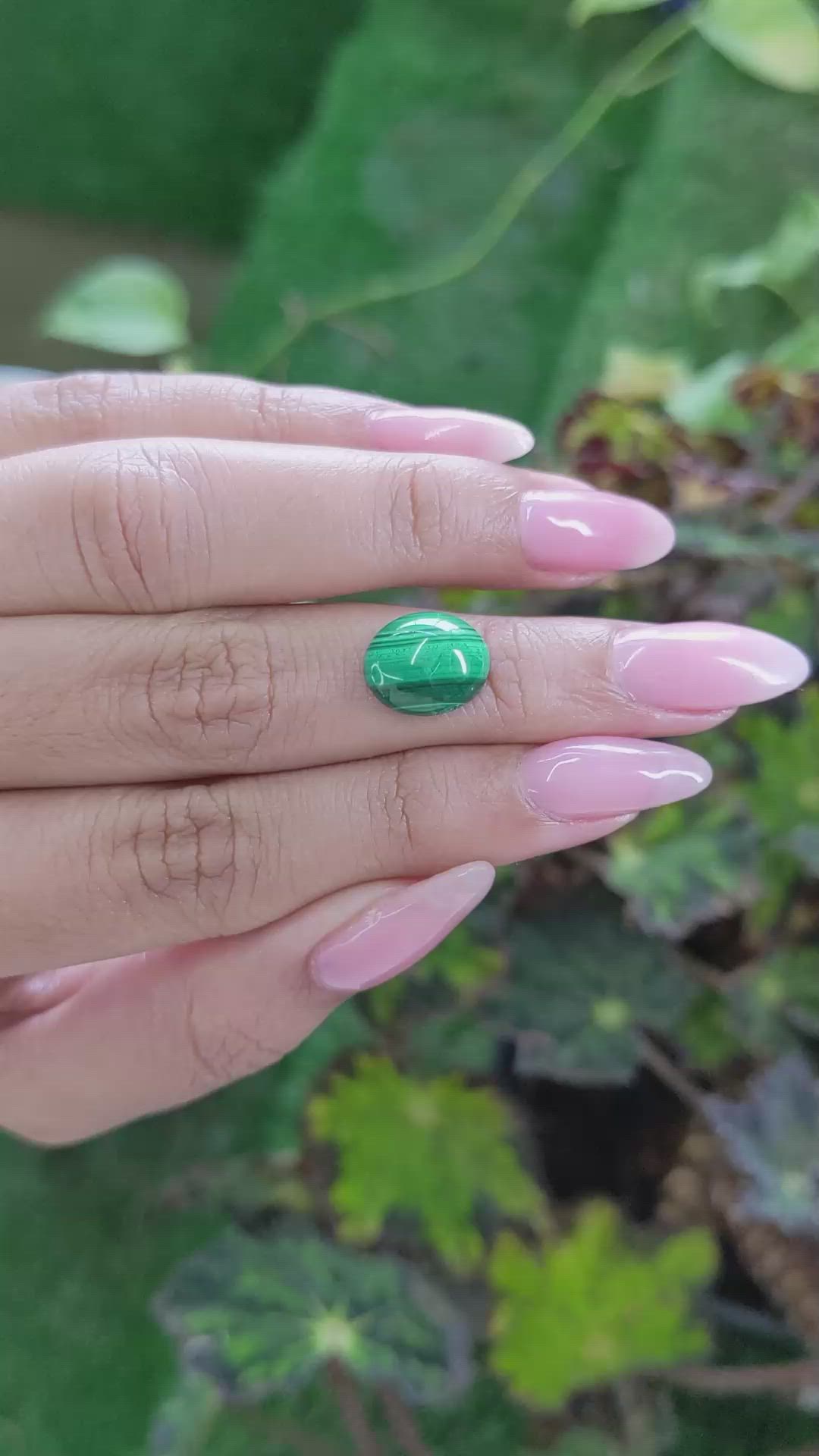 5.31 Ct. Cabochon Malachite from Russia Size Video