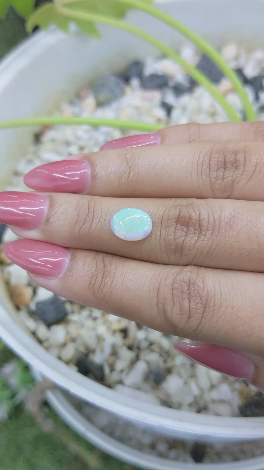 1.52 Ct. Cabochon White Opal from Australia Size Video