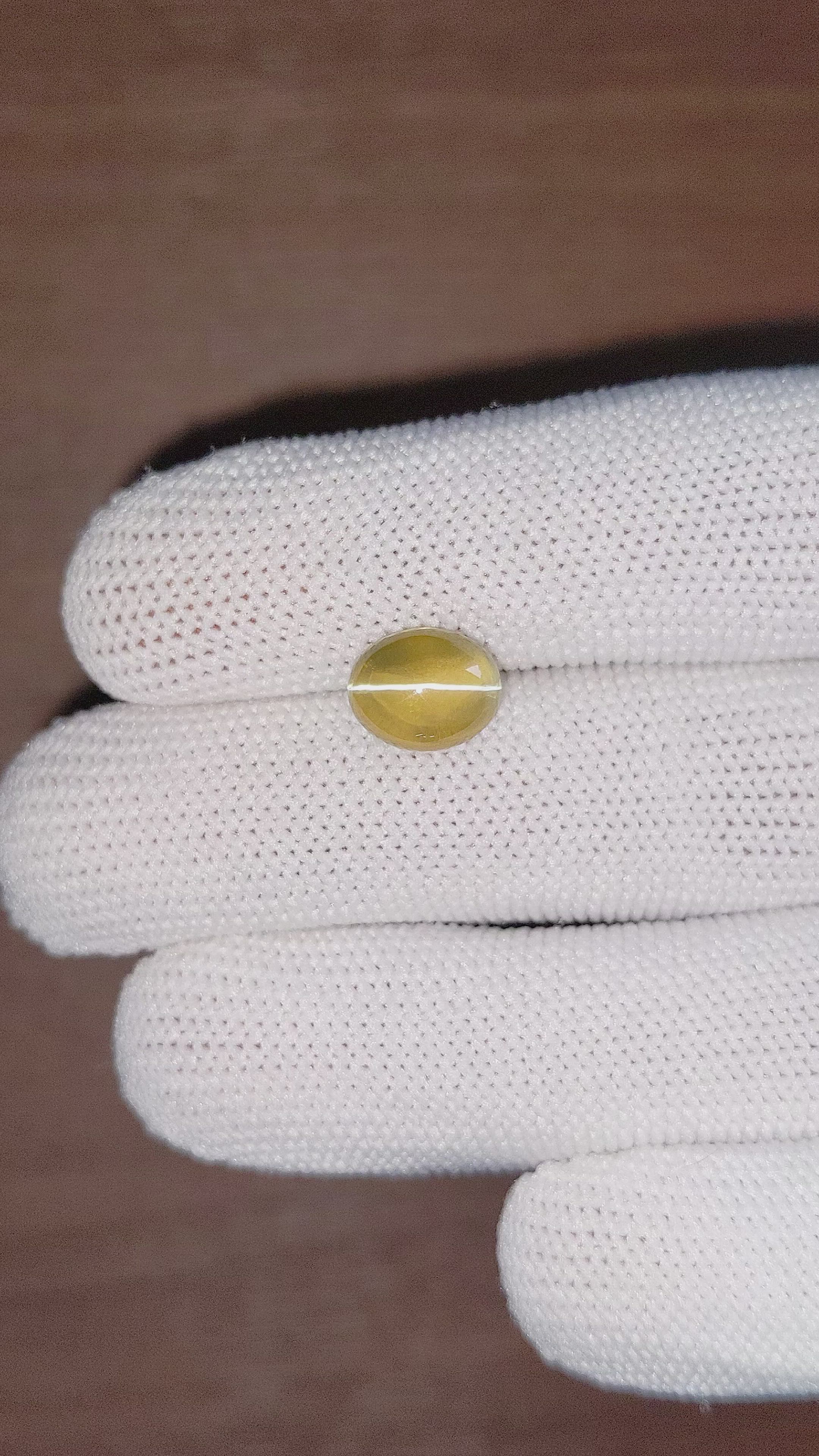 5.09 Ct. Cabochon Chrysoberyl from Ceylon (Sri Lanka) Size Video