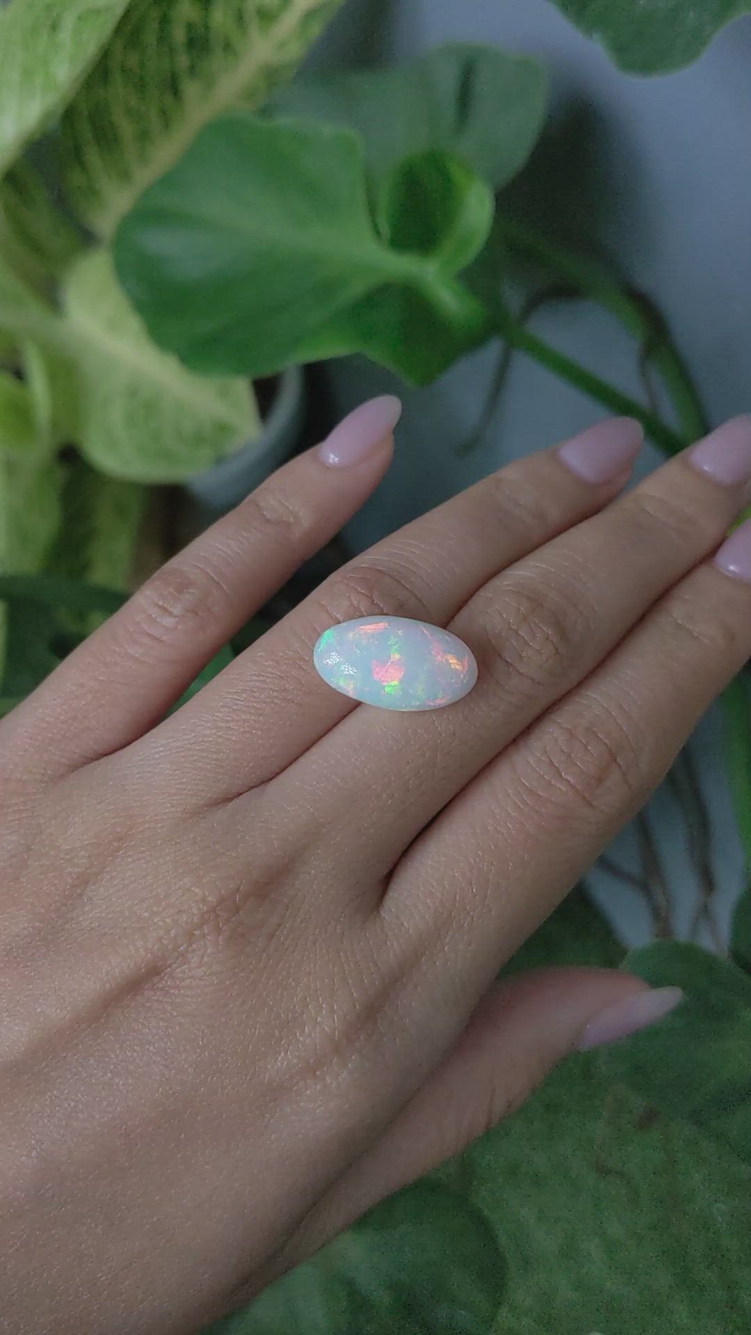 7.21 Ct. Cabochon White Opal from Australia Size Video