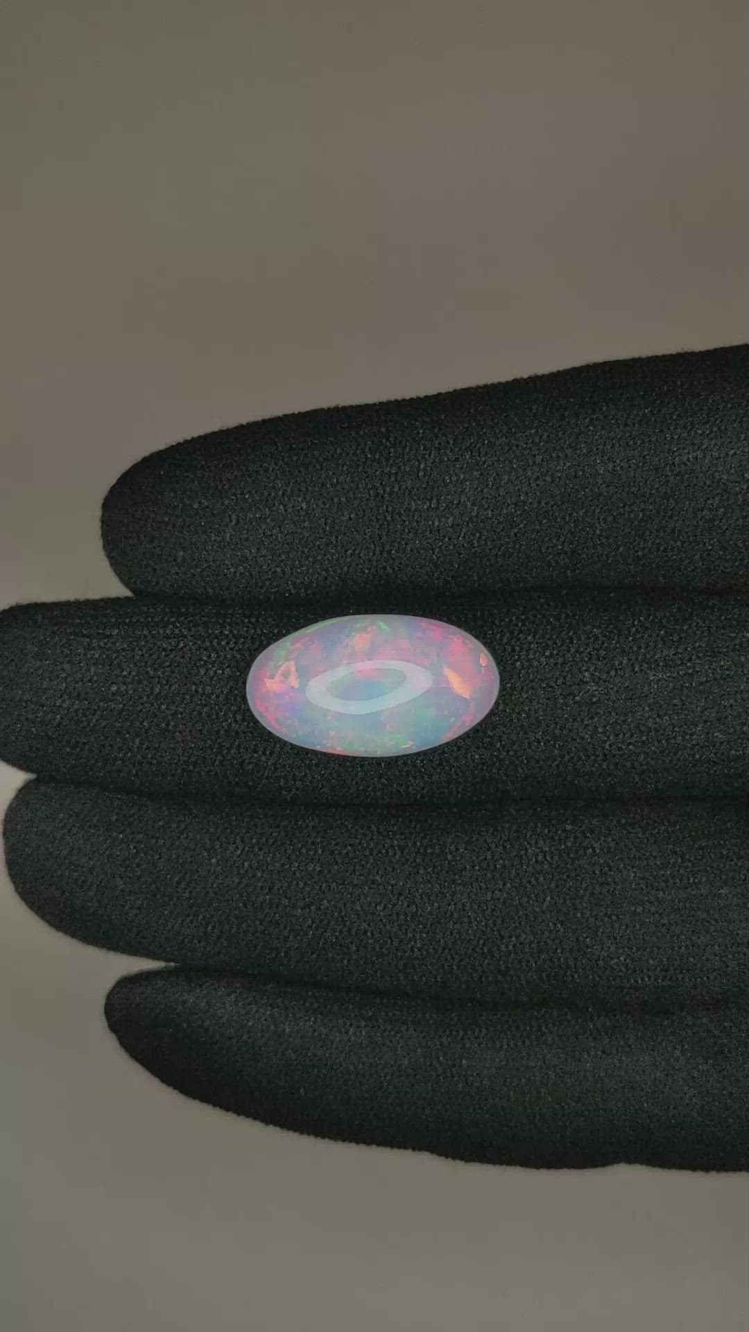 7.21 Ct. Cabochon White Opal from Australia Size Video