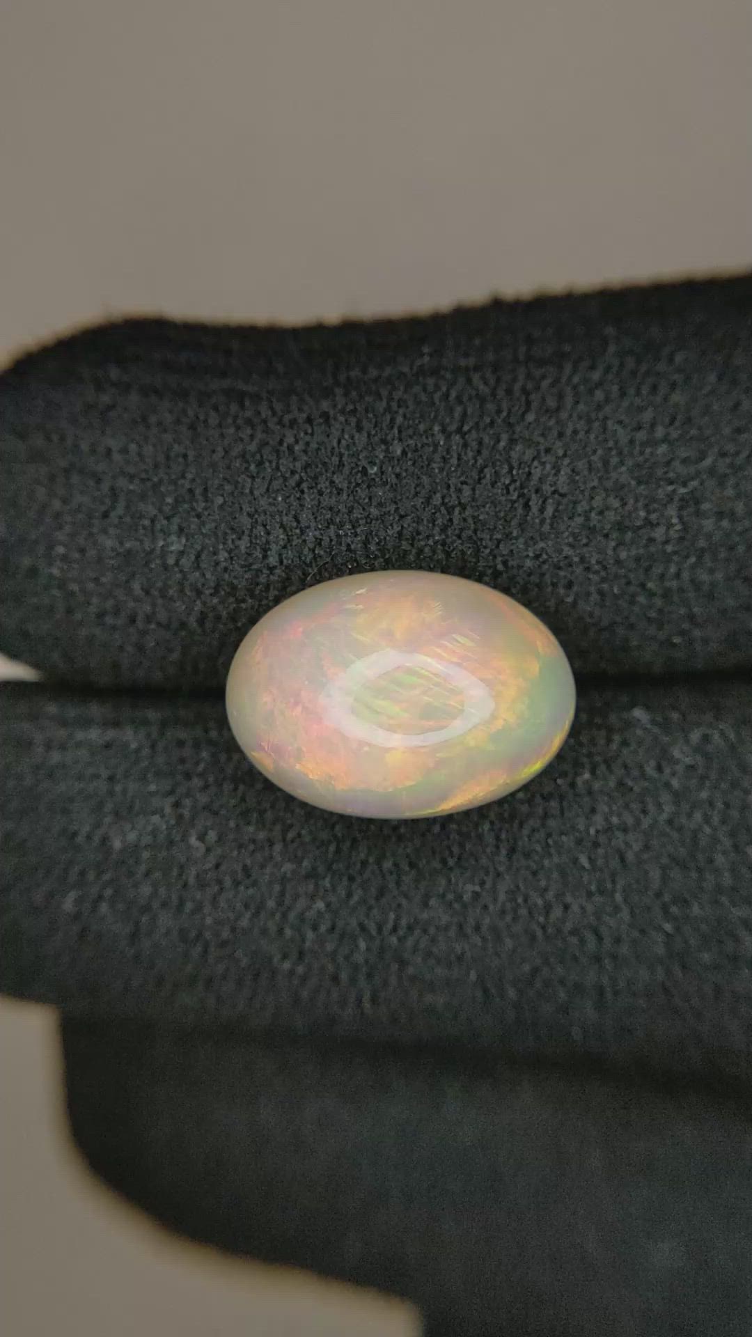 3.97 Ct. Cabochon White Opal from Australia Size Video