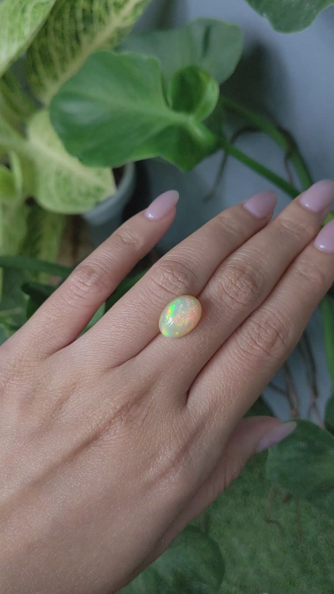 3.97 Ct. Cabochon White Opal from Australia Size Video