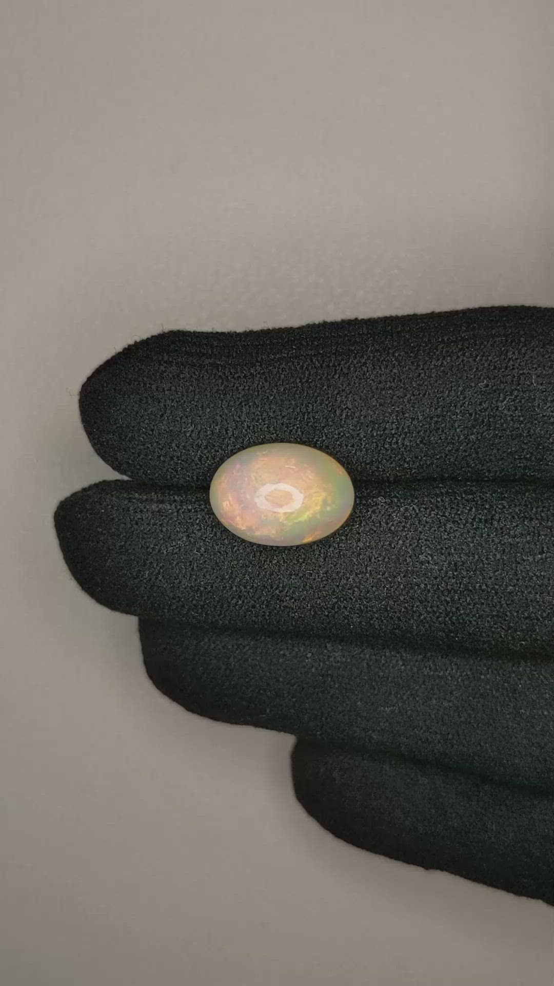 3.97 Ct. Cabochon White Opal from Australia Size Video