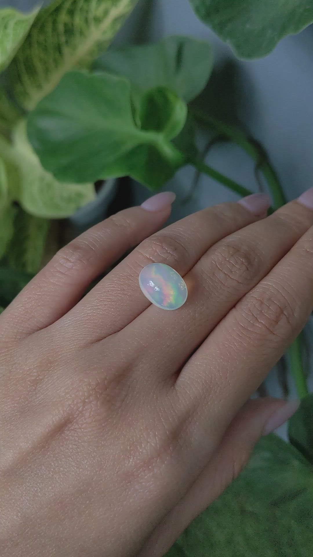 4.85 Ct. Cabochon White Opal from Australia Size Video