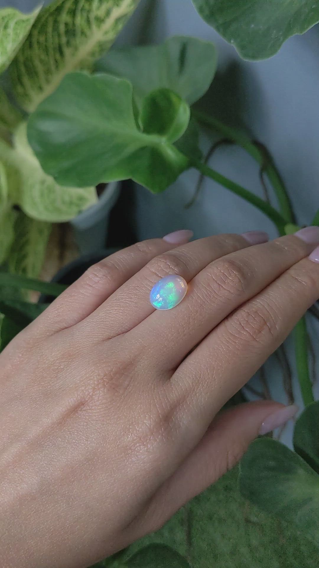 3.01 Ct. Cabochon White Opal from Australia Size Video