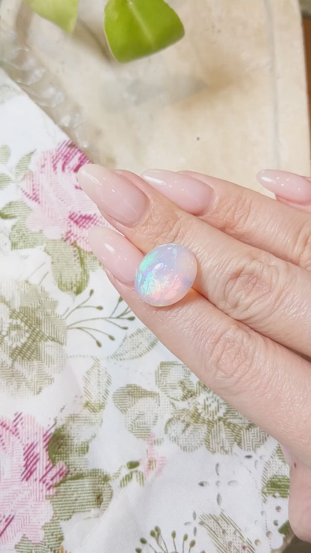 8.71 Ct. Cabochon White Opal from Australia Size Video