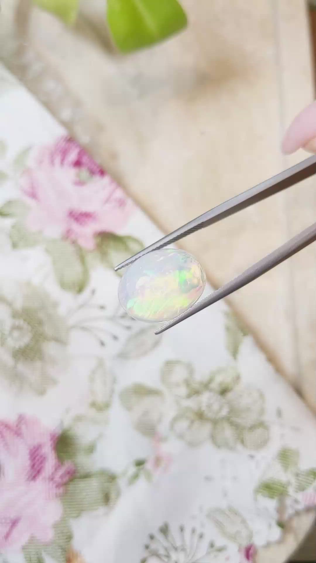 8.71 Ct. Cabochon White Opal from Australia Size Video