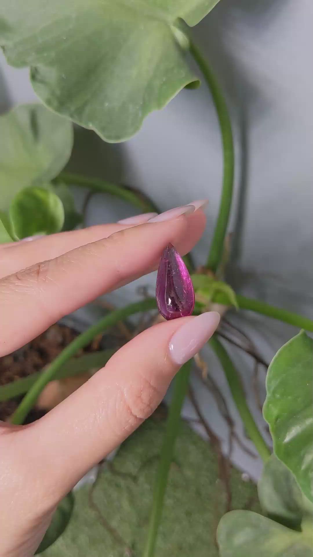 11.14 Ct. Purple Cabochon Tourmaline from Brazil Size Video