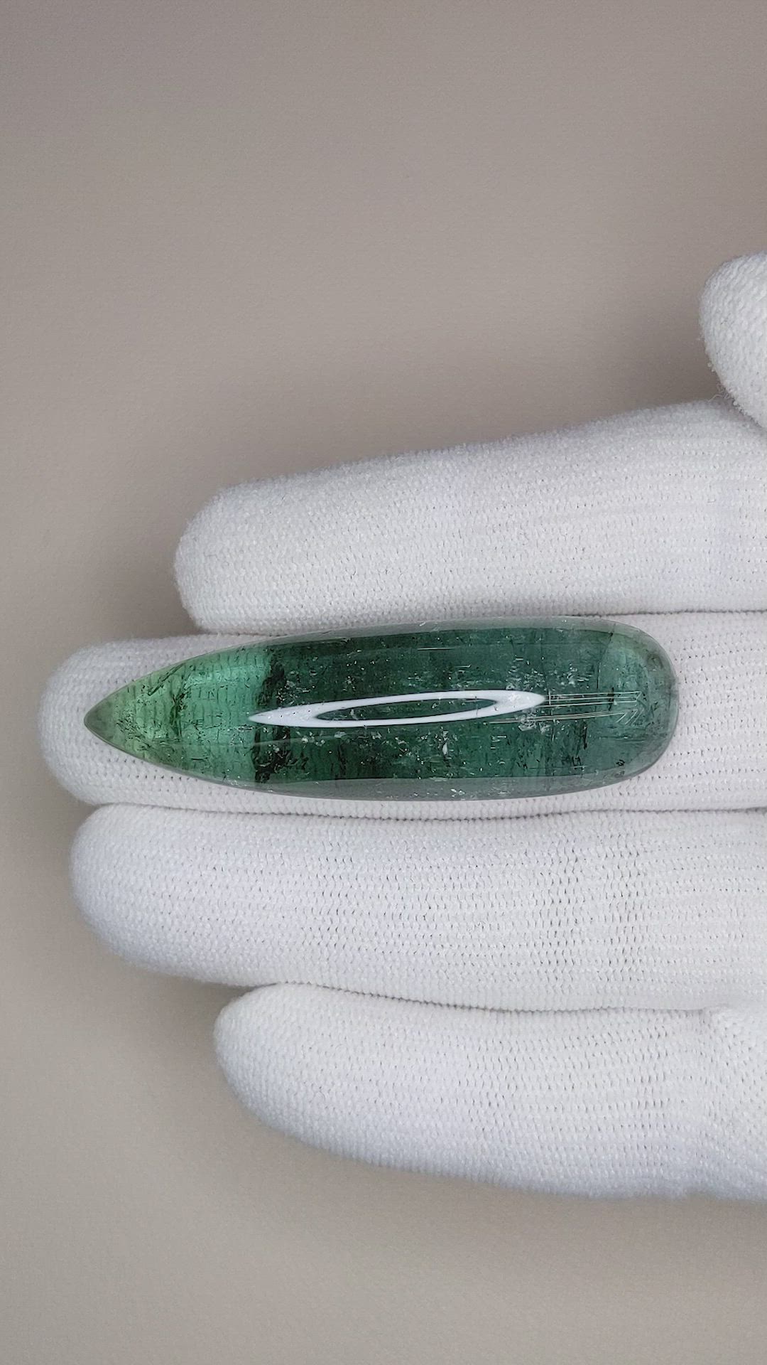 53.19 Ct. Bluish Green Cabochon Tourmaline from Madagascar Size Video