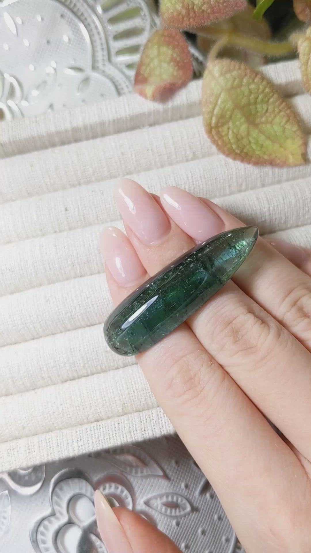 53.19 Ct. Bluish Green Cabochon Tourmaline from Madagascar Size Video