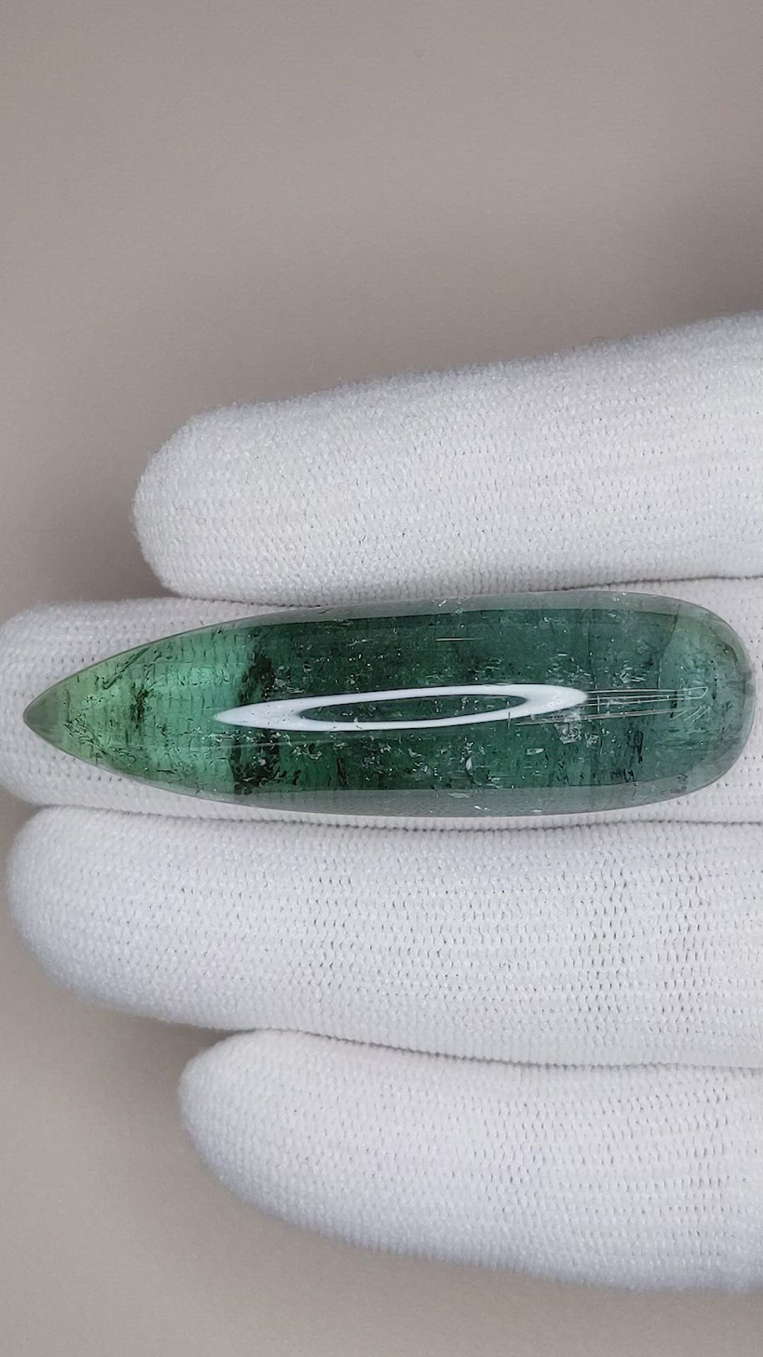 53.19 Ct. Bluish Green Cabochon Tourmaline from Madagascar Size Video