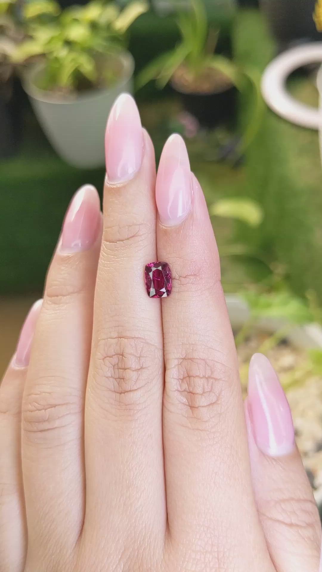 1.61 Ct. Rhodolite Garnet from Ceylon (Sri Lanka) Size Video