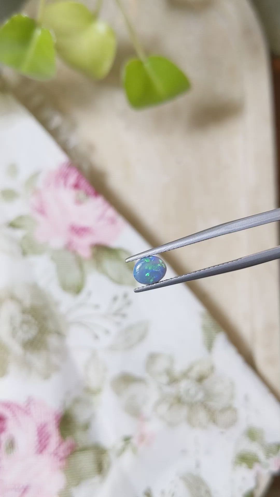 0.55 Ct. Cabochon Black Opal from Australia Size Video