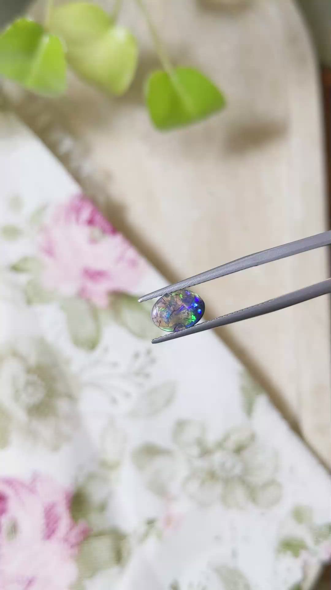 0.73 Ct. Cabochon Black Opal from Australia Size Video