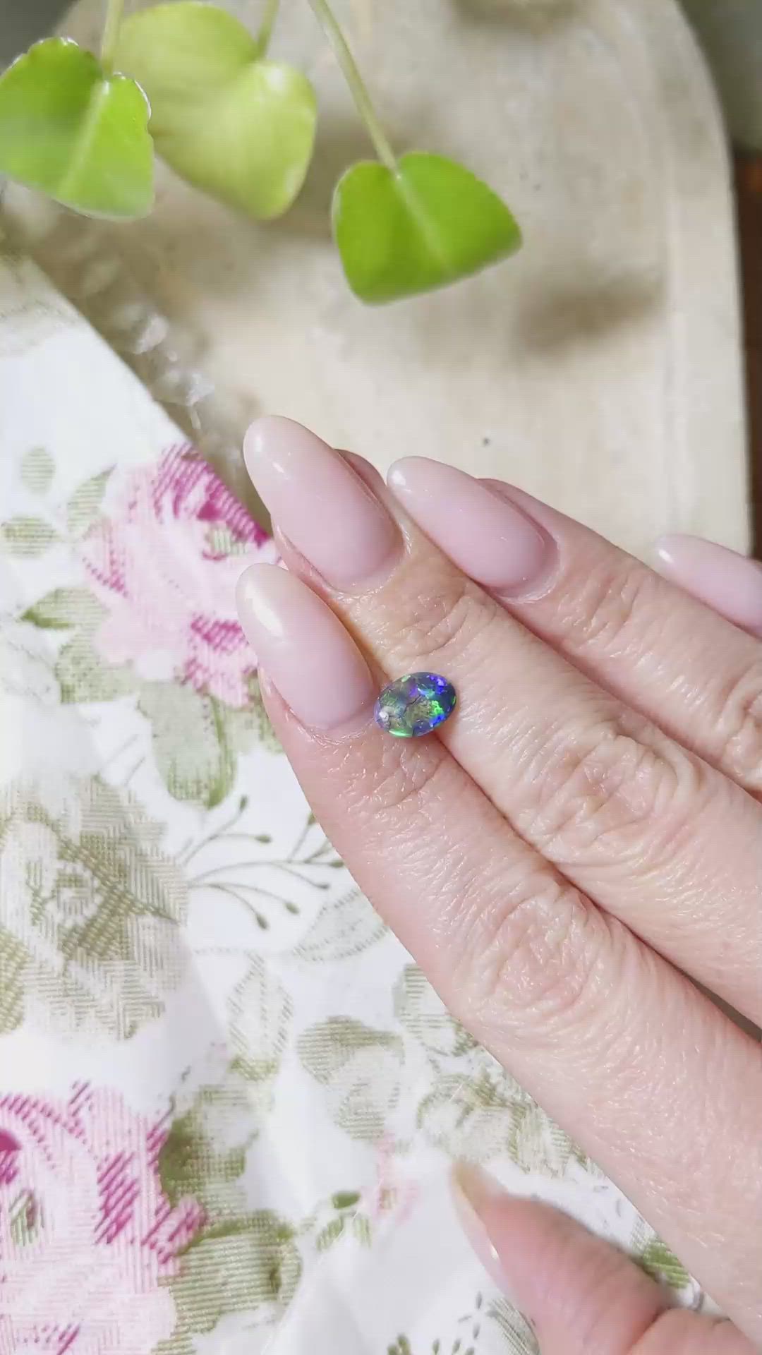 0.73 Ct. Cabochon Black Opal from Australia Size Video