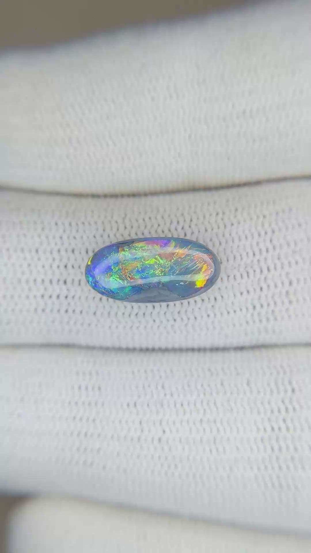 1.79 Ct. Cabochon Semi-Black Opal from Australia Size Video