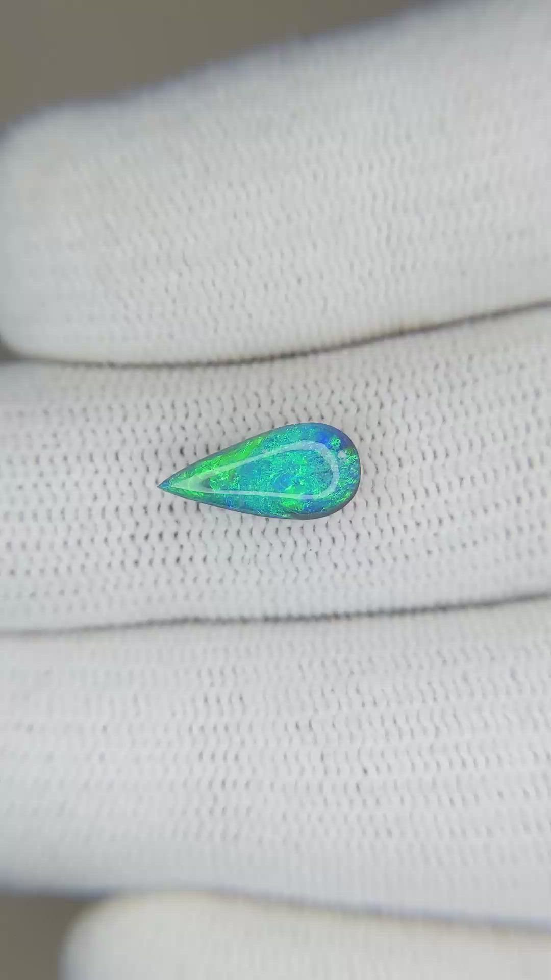 1.05 Ct. Cabochon Black Opal from Australia Size Video