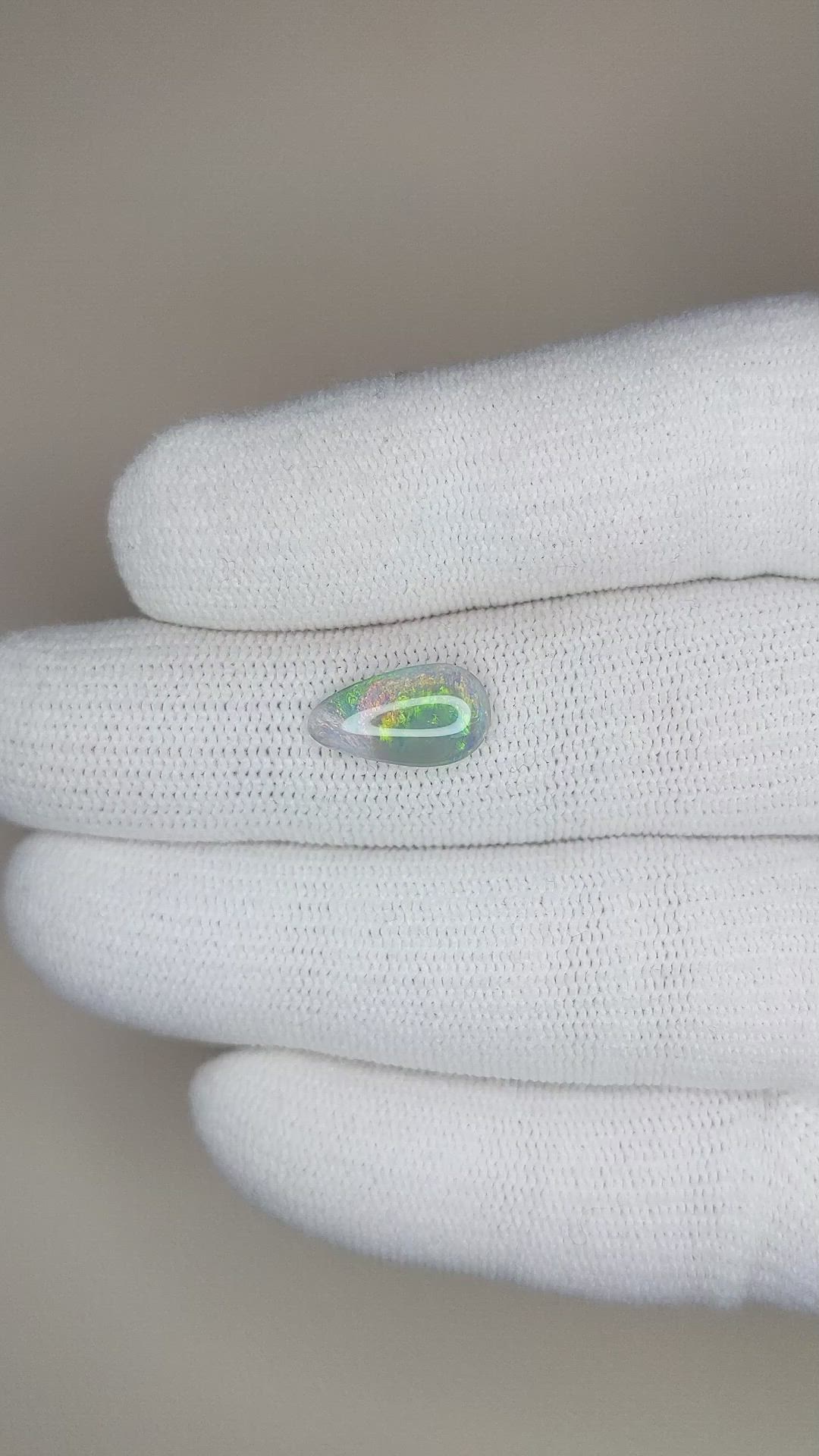 1.11 Ct. Cabochon Semi-Black Opal from Australia Size Video