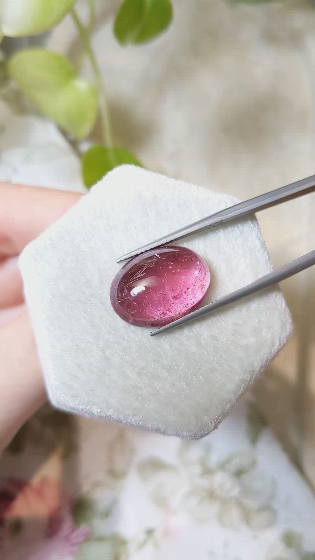 11.53 Ct. Cabochon Rubellite Tourmaline from Brazil Size Video