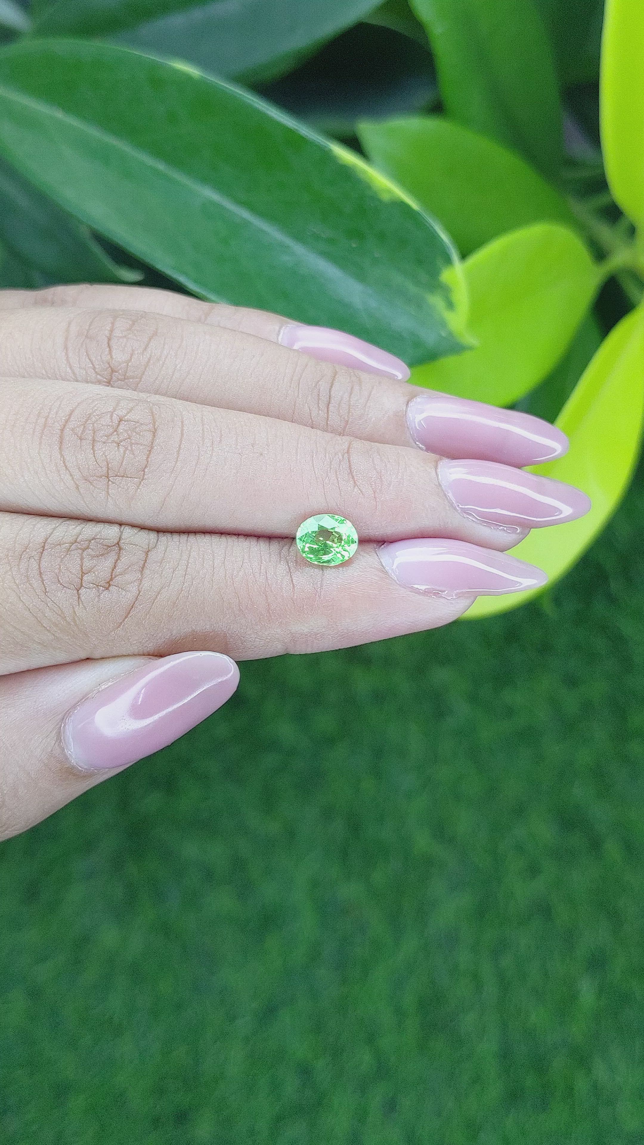 1.04 Ct. Tsavorite Garnet from Tanzania Size Video