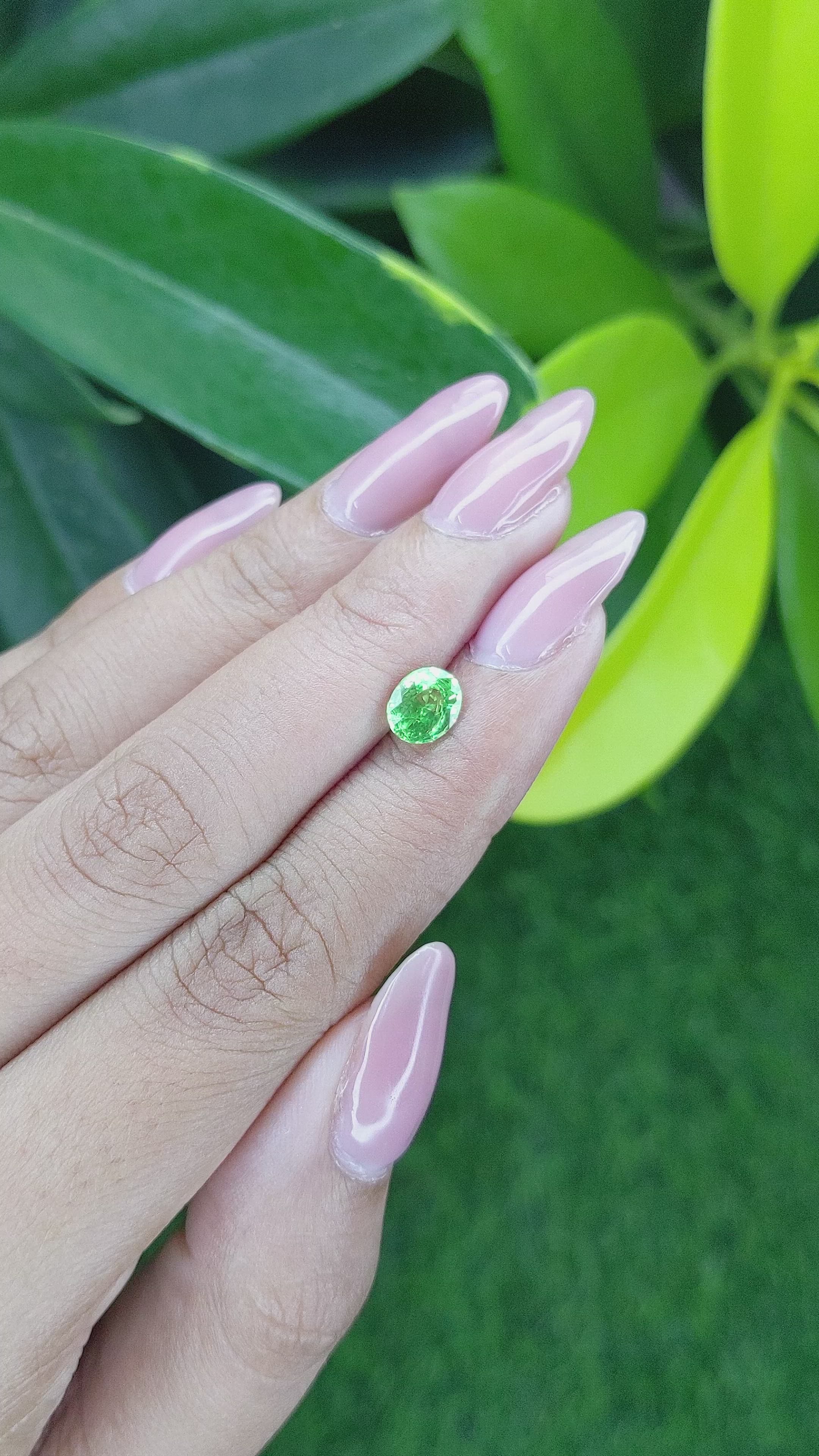 1.04 Ct. Tsavorite Garnet from Tanzania Size Video