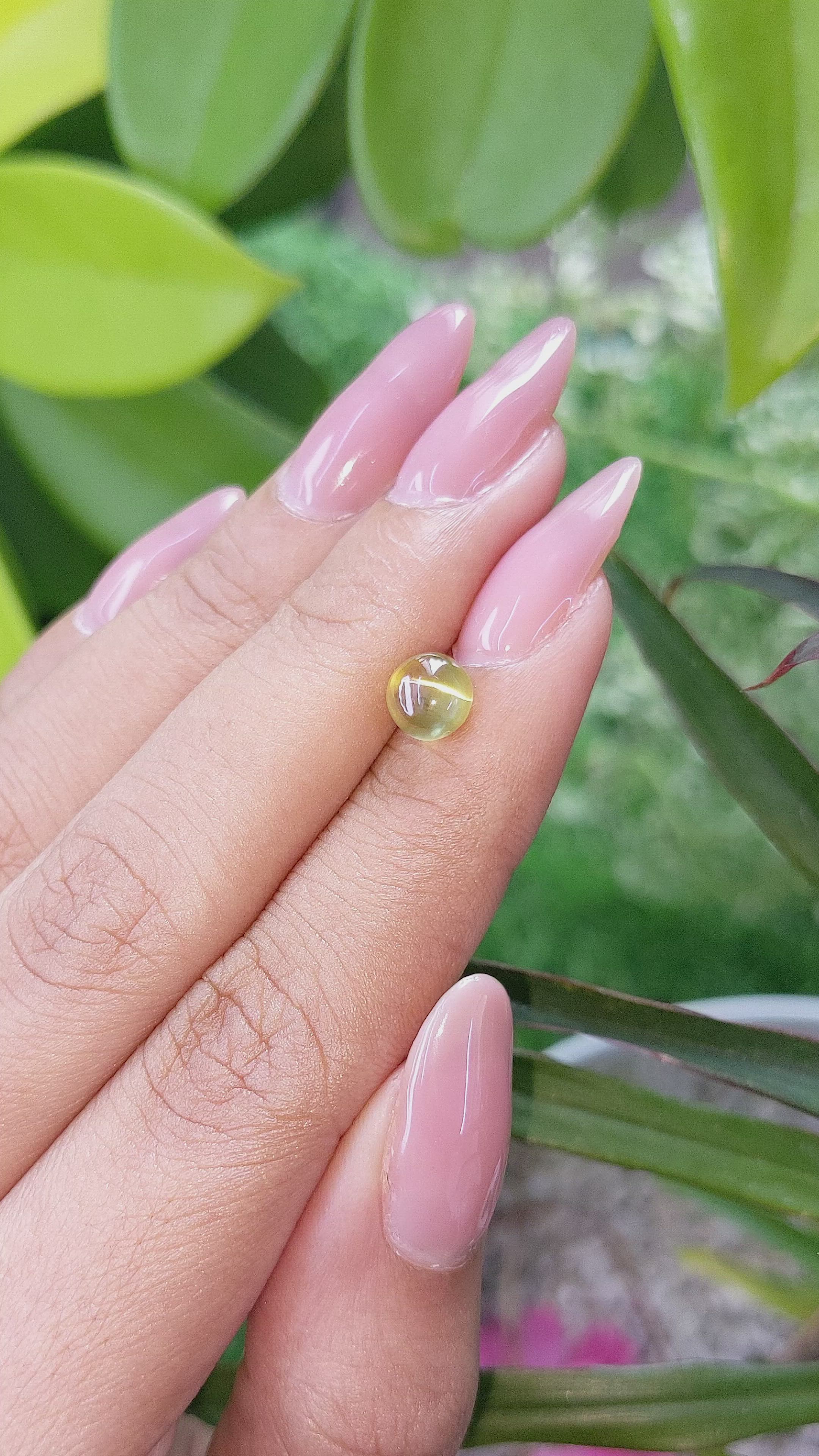 1.72 Ct. Cabochon Chrysoberyl from Ceylon (Sri Lanka) Size Video